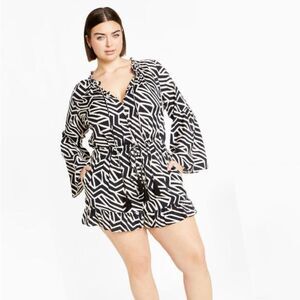 CITY CHIC Erica Black and White Romper Playsuit, NWT! Size 20